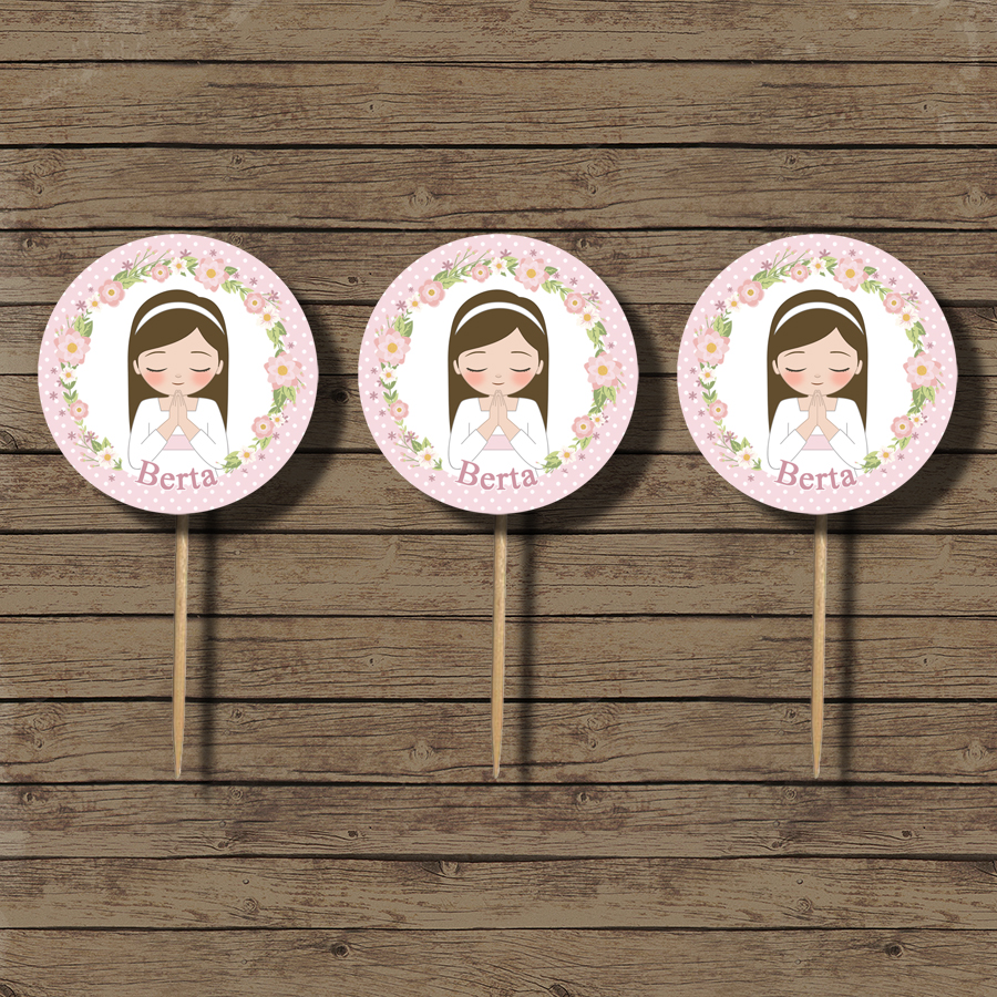 Imagen del producto:  15 toppers de comuni&oacute;n Berta - Modelo n&ordm; 3207